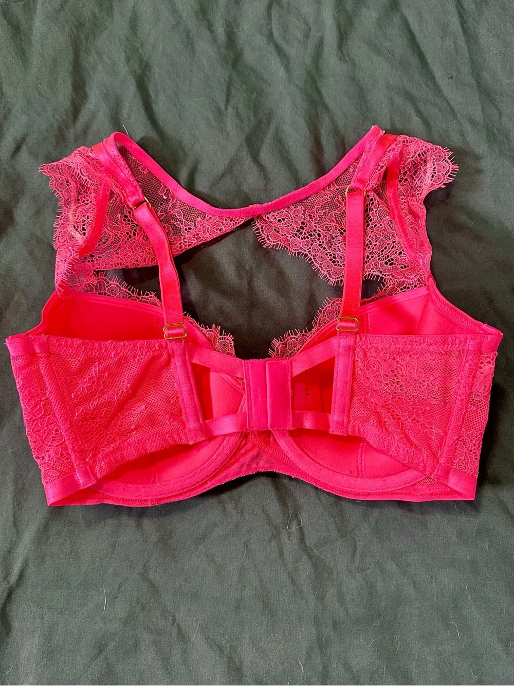 Victoria’s Secret Very Sexy Neon Pink Lace Bra & Panty Set 32DD Medium NWT Y2K - Picture 7 of 9